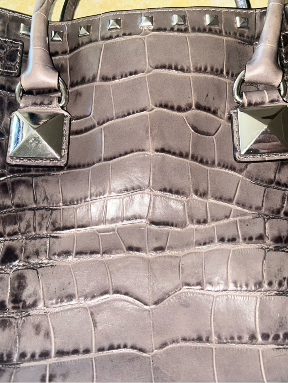Michael Kors Hamilton Grey Crocodile Embossed with Studs - Picture 9 of 9